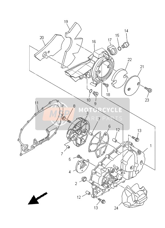 Yamaha XP500A 2013 Tapa del cárter 1 para un 2013 Yamaha XP500A